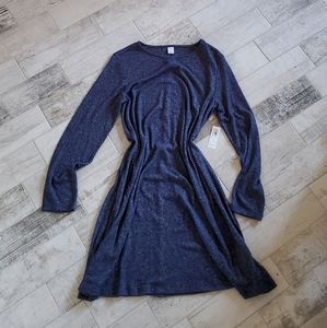 NEW Old Navy Plush Knit Soft Dress Navy Blue Long Sleeve Women's Small